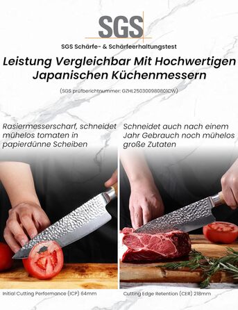 Японський ніж Сантоку 18 см з VG-10 сталі Дамаск (67 шарів), сертифікована гострота та зносостійкість, для кухні та як подарунок