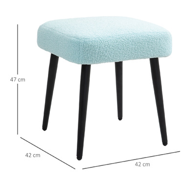 HOMCOM Footstool Квадратний табурет з кашеміровим виглядом, підставка для ніг зі сталевими ніжками, світло-блакитний для вітальні та спальні