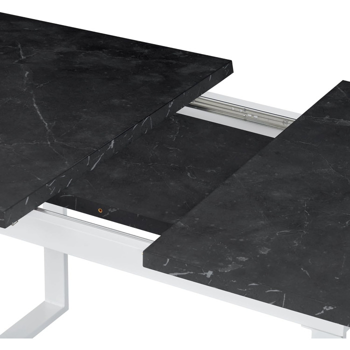 Розсувний обідній стіл B&D Home Anna | 120-160 x 80 см | на 4-6 осіб | стіл для кухні/їдальні | Texas-Eiche | чорне металеве підстав'я | скандинавський/індустріальний дизайн