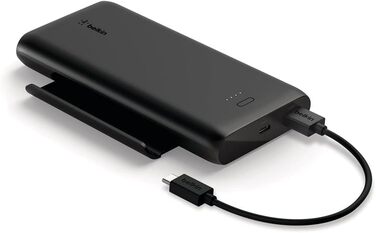 Ігровий повербанк Belkin Boost Charge 10K з підставкою, 2 порти USB-C/USB, швидка зарядка, Чорний