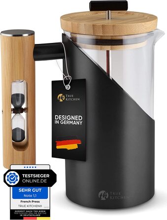 Справжній кухонний френч-прес з нержавіючої сталі скло бамбук I кавоварка з інструкціями i близько 0,5 л (на 3 чашки) I кава