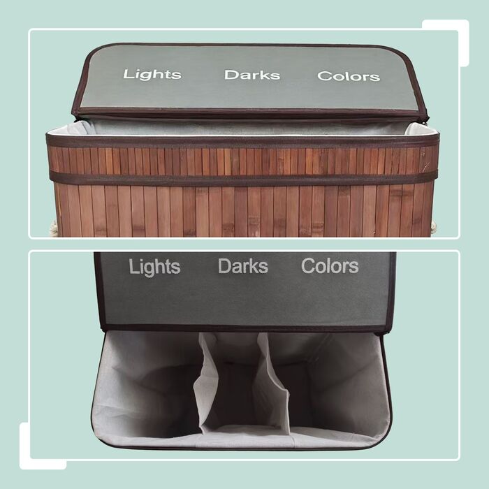 Кошик для білизни Relaxdays з бамбука з 3 відділеннями