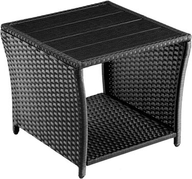 Журнальний столик Casaria Poly Rattan зі стільницею з ДПК, 45x45x40 см, 80 кг, стійкий до погодних умов, чорний