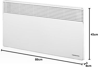 Електричний конвектор Thermoval, Електричний радіатор TX 2500, 2,5 кВт, IP20, Окремо стоячий або настінний електрообігрівач, Електрообігрівач для житлових та офісних приміщень, Конвекторний обігрівач, Білий