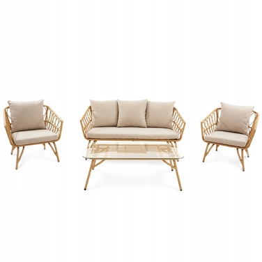 Комплект садових меблів Di Volio Teramo DV-052GF, техноротанг, бежевий, 4 предмети