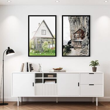 Набір фоторамок 3 шт 70x50 см Чорні дерев'яні рамки для фото, картин, постерів 61x91.5 см