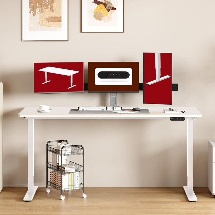 Електричний стіл SANODESK 180x80 см, регулювання висоти, 2 мотори, пам’ять, білий