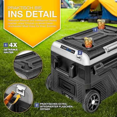 Автомобільний холодильник Tillvex Kompressor 40/50 л електричний з Wi-Fi та охолодженням до -20°C для авто, вантажівок, кемпінгу (12/24V, 230V, з акумулятором, чорний)