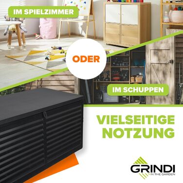 Універсальний садовий ящик-скриня Columba 490 л з кришкою - вуличний шафа, лавка зі зберіганням, контейнер для подушок, садовий будиночок, ящик для інструментів - чорний