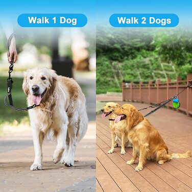 Повідець для собак PetBonus подвійний повідець для двох собак, без заплутування подвійний повідець для собак середнього і великого розміру бігові тренування, регульований світловідбиваючий Повідець з роздільником (середній)