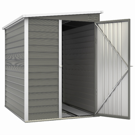 Outsunny Металева споруда 2,3м² 142x184x181см. Сховище для інструментів з фундаментом, похилим дахом, вікном, замикаючимся дверима, рукавичками, стійке до погодних умов. Садовий будиночок для саду, заднього двору, сірого кольору. | Aosom