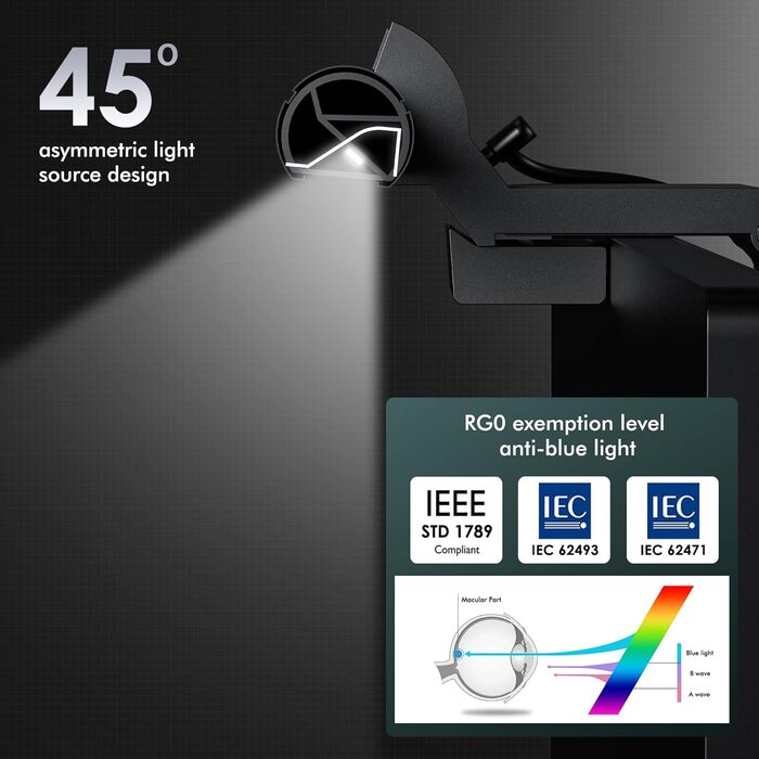 Quntis Лампа для монітора з підсвічуванням 42,5 см, RGB, з пультом дистанційного керування, регулювання яскравості та колірної температури, для офісу та дому