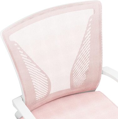 Офісний стілець Yaheetech ергономічний з сітчастою спинкою, регульований, з підлокітниками, до 136 кг (Рожевий)