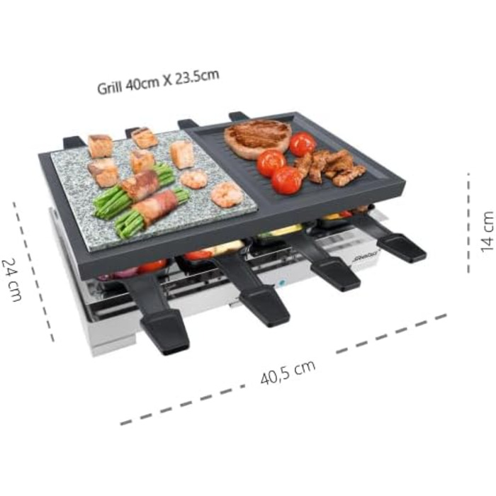 Вт, каструля, 8 персон), 88 Premium Multi Raclette (1200