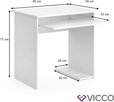 Стіл Vicco Nick, білий, 80x58 см