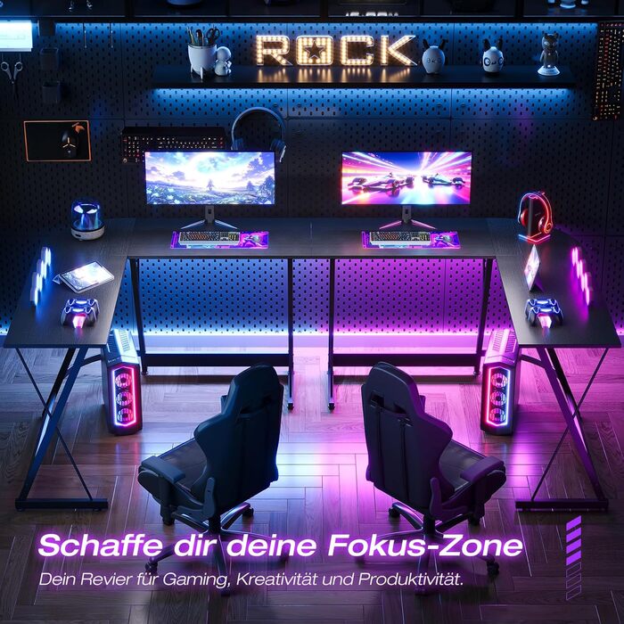 Ігровий стіл ODK, 120x120 см, L-подібний, для дому та офісу, чорний