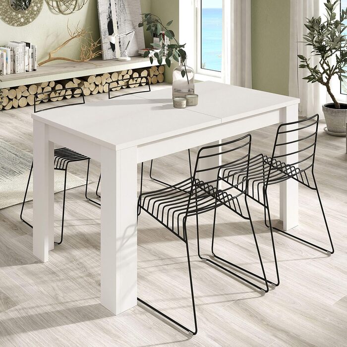 Розсувний обідній стіл Habitdesign Kendra, білий та канадський дуб, 140–190 x 78 x 90 см