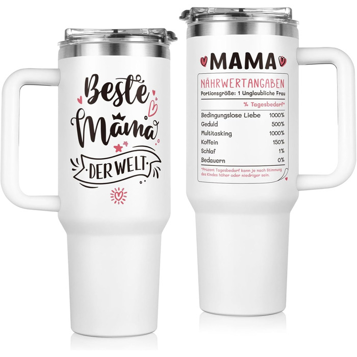 Термокружка 40oz з кришкою та трубочкою - подарунок мамі на день народження, на Різдво, від дочки/сина