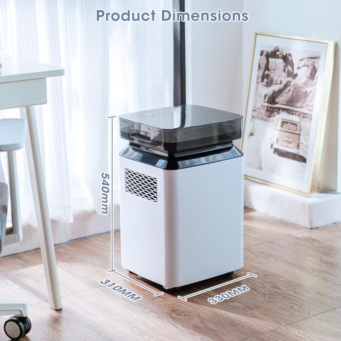 Електричний осушувач повітря Kalopsia: 50 л/день для підвалу та квартири - резервуар 8 л, 120 м², 46 дБ, автоматичне осушення, зливний насос та таймер 24 години, чорний