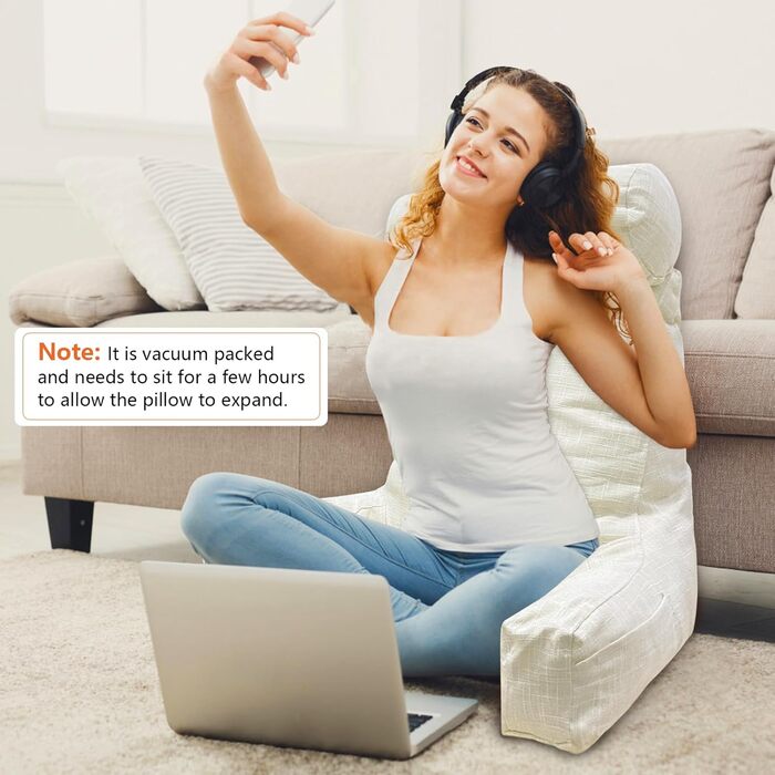 Ортопедична подушка для сну HONEHO з валиками для підтримки шиї, бежева