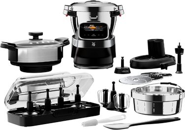 Кухонна машина WMF Avantgarde з функцією приготування їжі, тиха робота, 14 програм, Wi-Fi, чаша 5л, сенсорний екран, інтуїтивна програма, рецепти, матова нержавіюча сталь