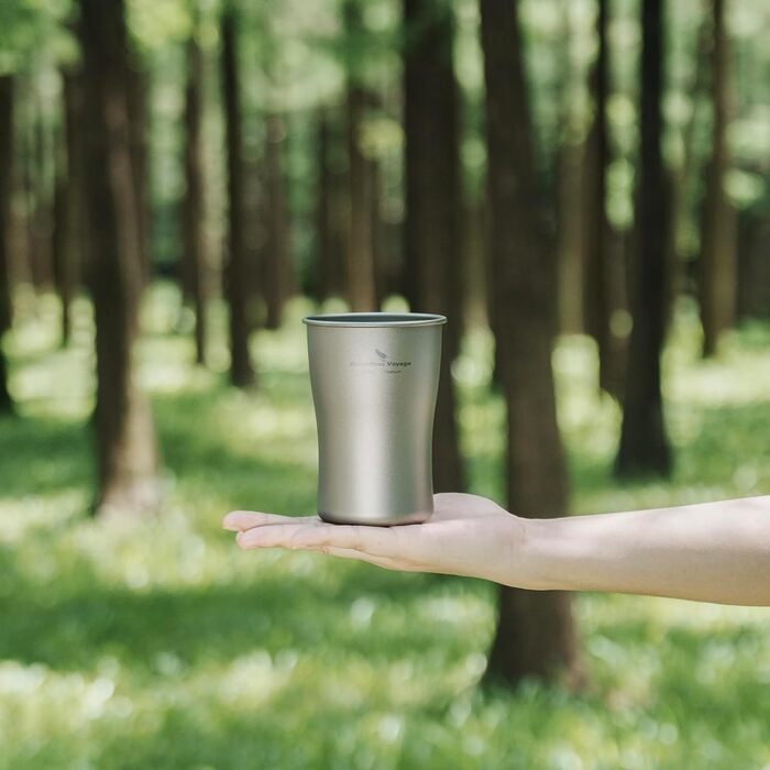 iBasingo Титановий стакан для кемпінгу 600мл, 380мл - легкий, міцний, для напоїв, з об'ємом 380мл та 600мл Ti3233D, Ti3232d