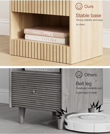 Нічний столик з дуба, дерев'яний приліжний столик з шухлядою, сучасний, компактний 39x39x28 см, для спальні, вітальні, офісу