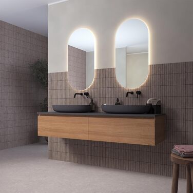 Дзеркало Loevschall Blokhus LED з підсвічуванням | Овальне, 80x50 см | Регульоване настінне дзеркало для ванної кімнати