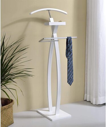 Сучасний чоловічий вішак для одягу з полицею для штанів та місцем для прикрас, білий