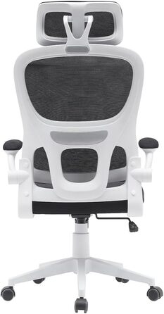 Офісний крісло BAKAJI з ергономічною тканиною, підтримкою попереку та підголівником, поворотне, регульоване по висоті, дихаюча тканина, чорний