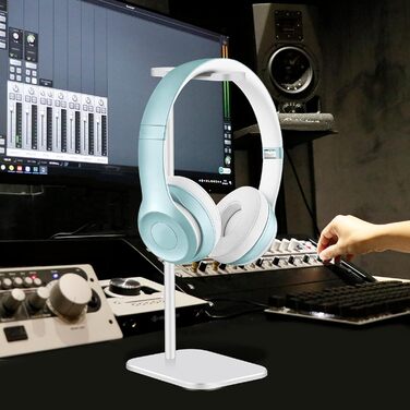 Підставка для навушників з алюмінію, тримач для гарнітури з міцною металевою основою для столу, сумісна з більшістю навушників (Рожеве золото) (Срібло)