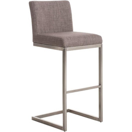 Барний стілець Paros з нержавіючої сталі, оббивка з тканини, з підлокітником та ергономічною підніжкою, сірий