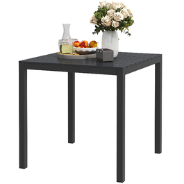 Outsunny Garden Table Алюміній 73x73 см Атмосферостійкий буфетний стіл з ефектом дерева, Кемпінговий стіл на 4 особи Нековзний балконний стіл Обідній стіл на відкритому повітрі для саду, патіо Балкон чорний