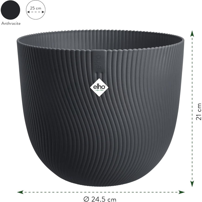 Квітчар Elho Sereh Rund 40 - горщик для дому та саду, перероблений пластик, Ø 39.0 x H 33.3 см, бежевий/антрацитовий