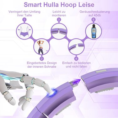 Розумні обручі для дорослих і початківців,обручі для схудненнябезшумний обруч для розумної посадки XXL 128 смОбруч для тренувань з обважнювачем, обтяжений фітнес-обруч з лічильником і виступами. Фіолетовий 128 см