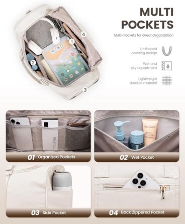 Спортивна сумка LOVEVOOK: дорожня, для вихідних, з відділенням для взуття та мокрих речей, водонепроникна, для пляжу, сауни, ручної поклажі, зелена (M, світло-блакитний)