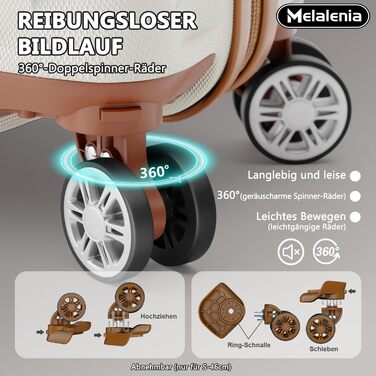 Набір валіз Melalenia 3 в 1 з жорстким корпусом, легкий, для подорожей. Валіза-тролей, набір ручної поклажі з TSA замком та 4 колесами (білий).