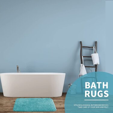 Килимок для ванної кімнати GONICVIN 60x90 см, м'який фланелевий, миючий, з антиковзаючим покриттям, для ванної, вітальні (Турквіс)