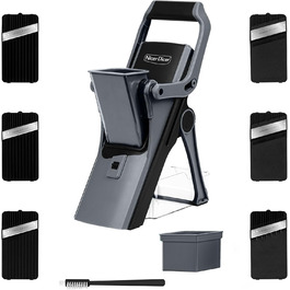 Нісер Дайсер Мандо 12шт: овочерізка, слайсер, шинкувальник для овочів та фруктів. Набір з 6 змінних лез, для нарізки кубиками, соломкою, слайсами. Кухонний слайсер для нарізки овочів, фруктів, сиру. Колір: блакитний/зелений (чорно-сірий)