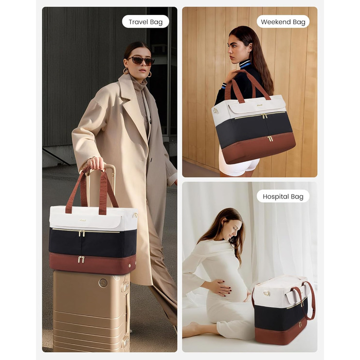Сумка-валіза LOVEVOOK для жінок, 45L, Weekender, ручна поклажа, велике відкривання, сумка для пологового будинку, спортивна сумка, Travel Duffle Bag для подорожей, з відділенням для взуття та мокрих речей