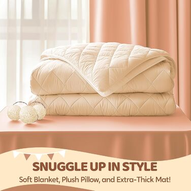 Дитячий намет SYNCFUN з килимком та світлом для гри в приміщенні. Ігровий будиночок для дівчаток 3-13 років (Бежевий).