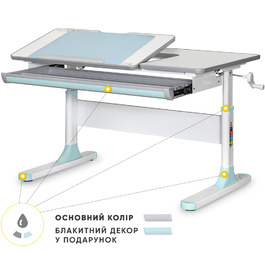 Дитячий стіл Mealux Vancouver Multicolor BL Lite (арт. BD-620 W/G MC + BL Lite)