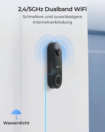 Відеодзвінок Reolink з додзвоном, 5MP Ultra HD, кабельний, Wi-Fi, розпізнавання осіб, 180° широкий кут, 2-сторонній аудіо, віддалений доступ