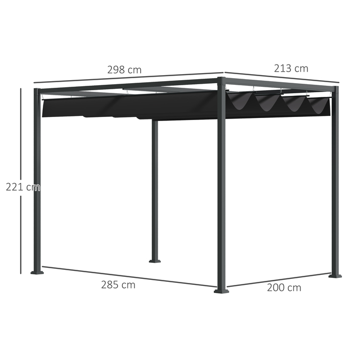 Дах патіо з альтанки Outsunny Pergola з люком 298x213x221см Поліестер Чорний Сірий для саду та патіо