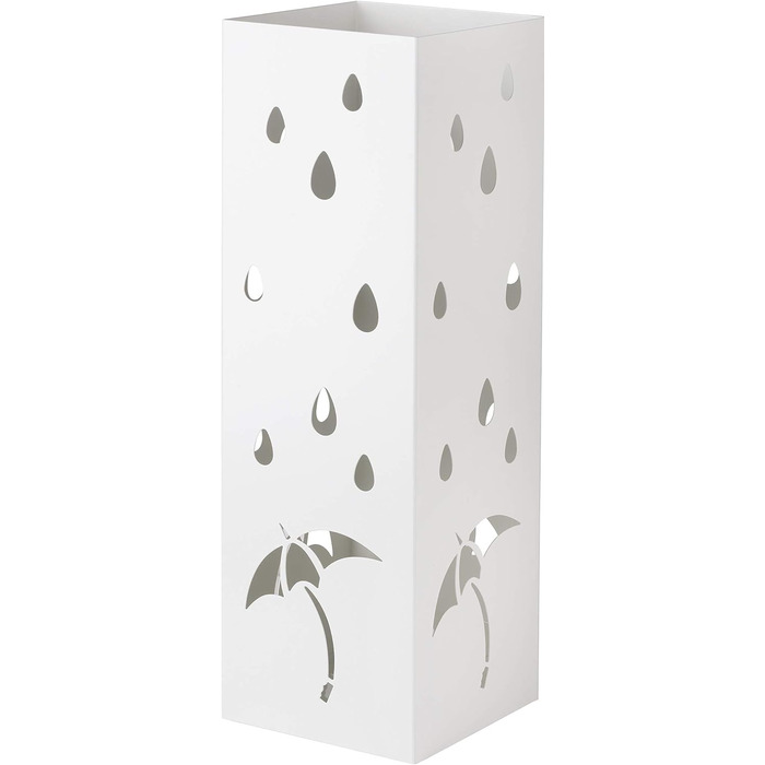 Підставка для парасольки Baroni Home з металу, біла, з декоративним різьбленням, з гачками та знімним піддоном для води - для дому та офісу, 15,5x15x49 см