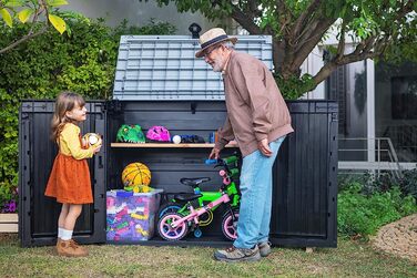 Keter Store-it-Out Midi контейнер для сміття 845 л, поліпропілен, водостійкий, сіро-чорний, з можливістю замикання, для вулиці