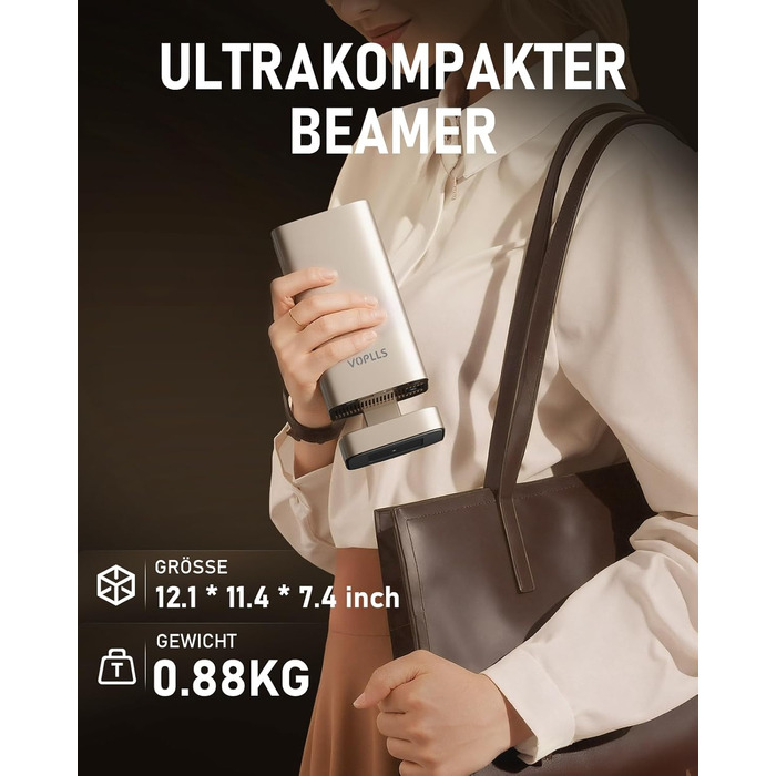 Mini проєктор Smart Beamer 4K з автофокусом, WiFi6, Bluetooth, 28000 люмен, підтримка Netflix та Dolby Audio. Підходить для домашнього кінотеатру та використання на вулиці. Сумісний з телефонами та ПК.