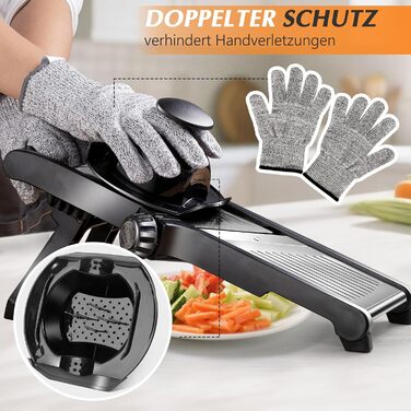 Машхом Мандоліна для овочів 5-в-1 з нержавіючої сталі, регульована, для овочів, фруктів, картоплі, помідорів, цибулі, 40 см