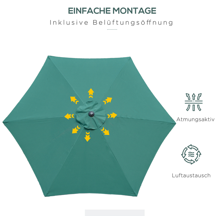 Аутсонячна шарнірна парасолька Garden Parasol Market Парасолька з ручною рукояткою Alu 180/㎡ Поліестер темно-зелений ∅2,6 x 2,35 м | Аосом