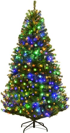Світлодіодна штучна різдвяна ялинка COSTWAY з підставкою 180 см зелена